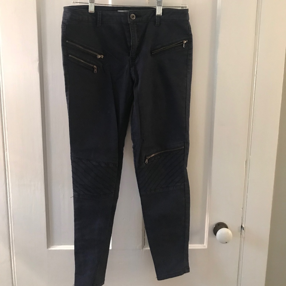 Zara Basic ribbed navy pants